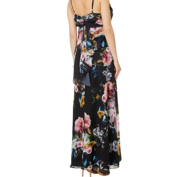 NWT Black Floor Length Floral Dress - Picture 3 of 6